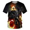 2024 Summer New Creative Skull 3D Digital Printed Men's Round Neck T-shirt