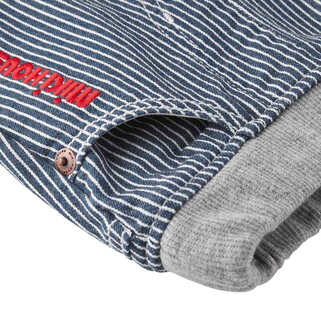 MIKI HOUSE Denim Pants, Long Pants, Hickory, Logo, Simple, Boys, Girls, Baby, Kids, Children's Clothing, 10-3205-490, 80cm, Navy X White