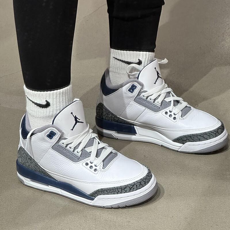 Air Jordan 3 Retro GS Midnight Navy Детские кроссовки Белый цементно-серый Черный DM0967-140