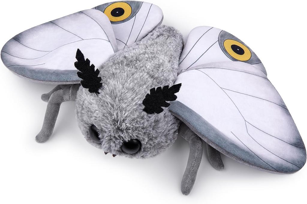 ZHONGXIN MADE Милая плюшевая игрушка Моль, Белая моль мягкая игрушка 11 дюймов, Ручной работы большая плюшевая модель насекомого Человек-мотылек, Уникальная коллекция плюшевых игрушек в подарок