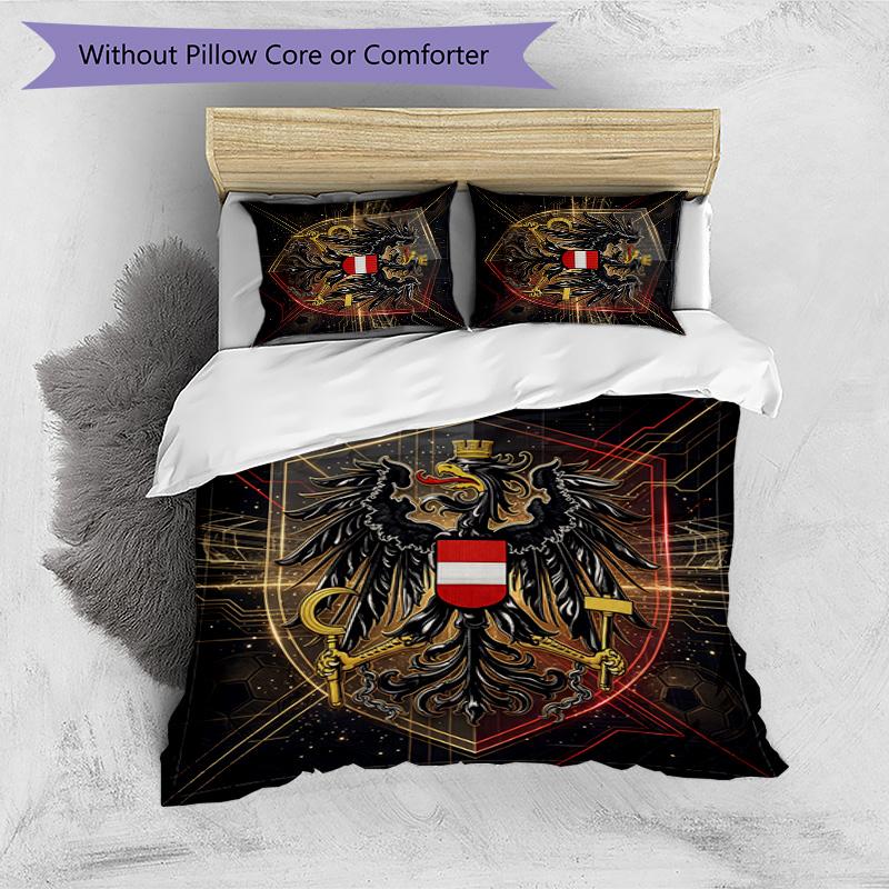 Austria Football Printed Bedding 3 Piece Set Cozy Breathable Bed Cover Set as Housewarming Holiday Gift