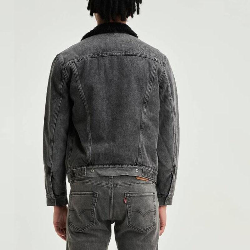 Levis Выстиранный Винтажный Воротник Однобортная Плюшевая Куртка из Овечьей Шерсти Мужская Куртка Серая 16365-0183