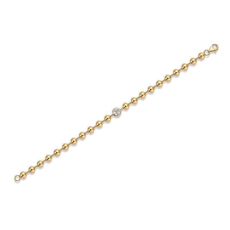 Light Luxury Niche Design Gold Bead Chain 925 Silver Ins Wind Moissanite Bracelet