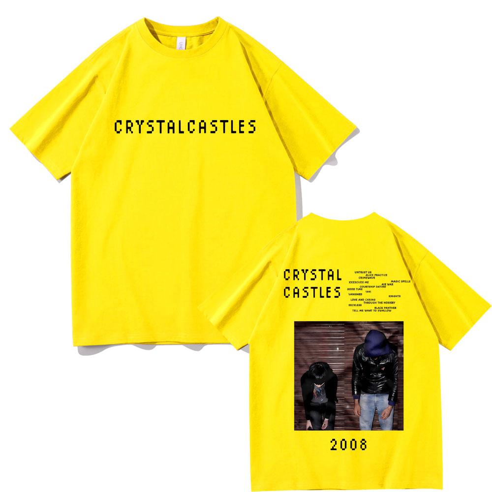 Футболки с двусторонним принтом Crystal Castles для мужчин и женщин, хип-хоп, рок, оверсайз, мужская готическая футболка, мужская винтажная футболка