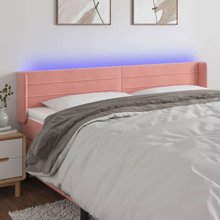 VidaXL LED Headboard Bedroom Furniture Double Bed Accessory Head of Bed Frame Interior Pink 3123441
