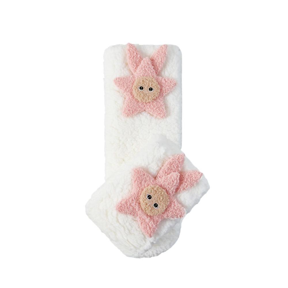 Cartoon Floor Stockings Women Mid-Calf Coral Fleece Socks Funny Furry Plush Sock  Winter