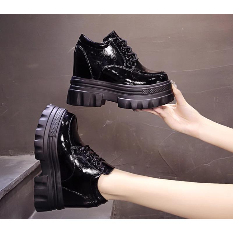 Модная обувь на танкетке в стиле Харадзюку для женщин, спортивные кроссовки для женщин, увеличивающие рост на 11 см, массивные кроссовки в стиле «папа», женские дышащие кожаные повседневные туфли на платформе