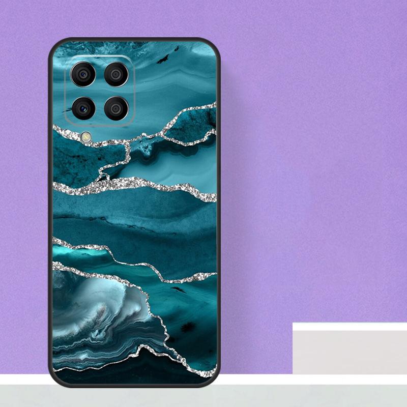 Бирюзовый Синий Золотой Агат Мрамор Для Samsung Galaxy M12 M32 M52 M14 M34 M54 M21 M51 M31 M30s M20 M15 M55 M13 M33 M53 Чехол