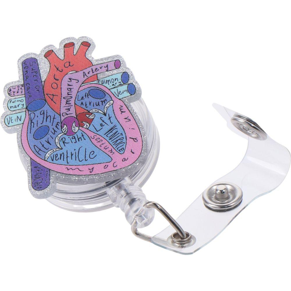 Heart Badge Reel Acrylic Alligator Clip Gift Badge Holder  Office