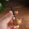 Ornament Carved Teapot Pendant Waterproof Green Sandalwood Phone Chain  Women
