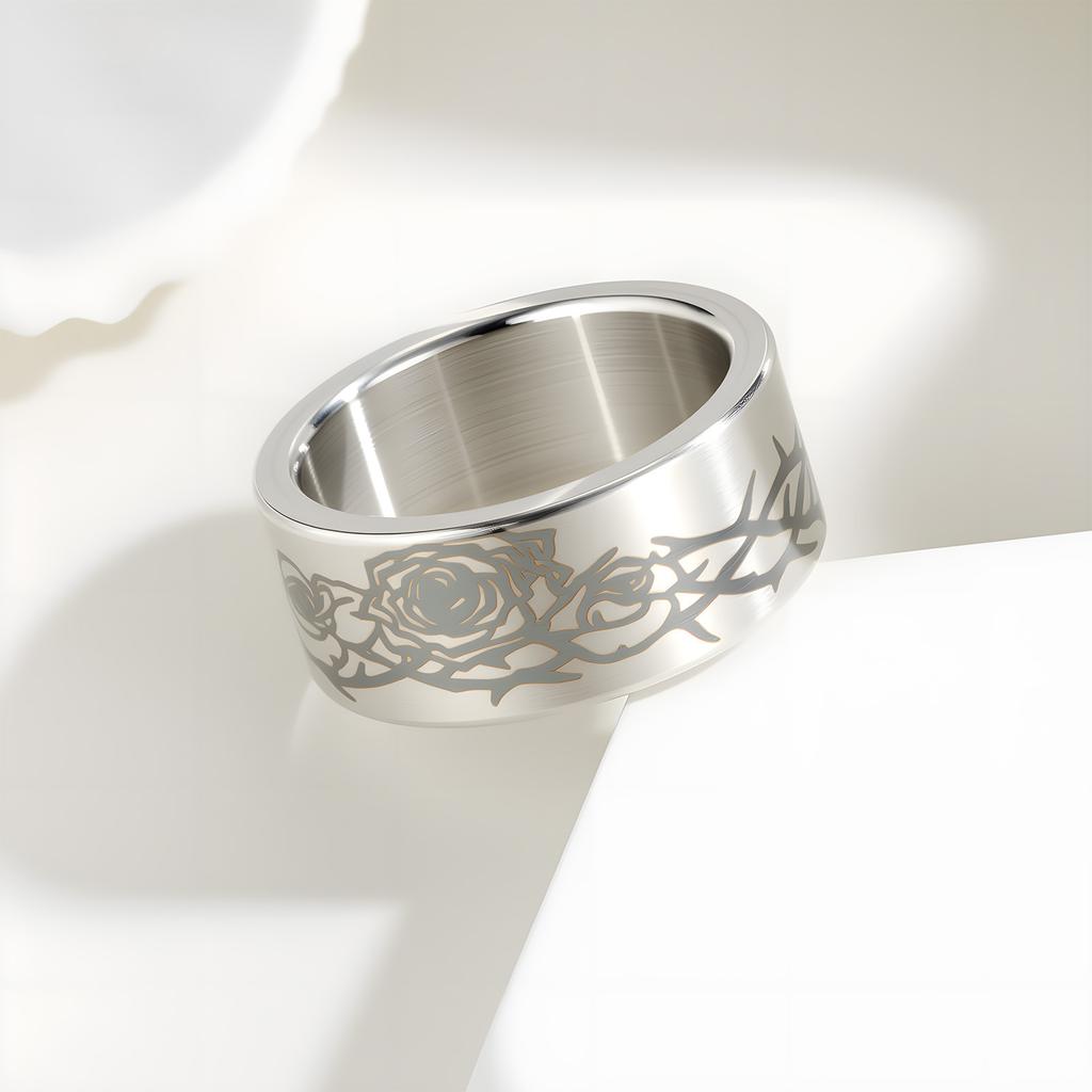 European and American Halloween Rose Pattern Ring Cold Style