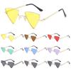 Маленькие солнцезащитные очки в стиле хиппи, треугольные солнцезащитные очки для женщин и мужчин, металлическая оправа, панк-очки, тонированные цветные линзы, очки UV400