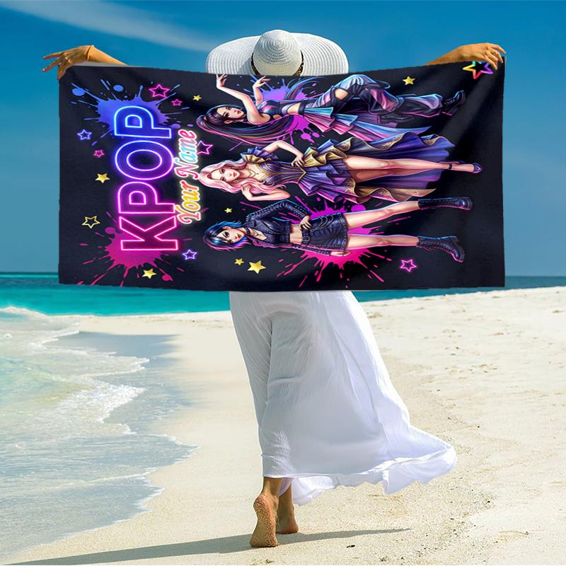 1PC Custom Name KPOP Star Dreams Beach Towel Highly Absorbent And Sand-Resistant Towel for Swimming, Pool, Yoga, And Travel Lightweight