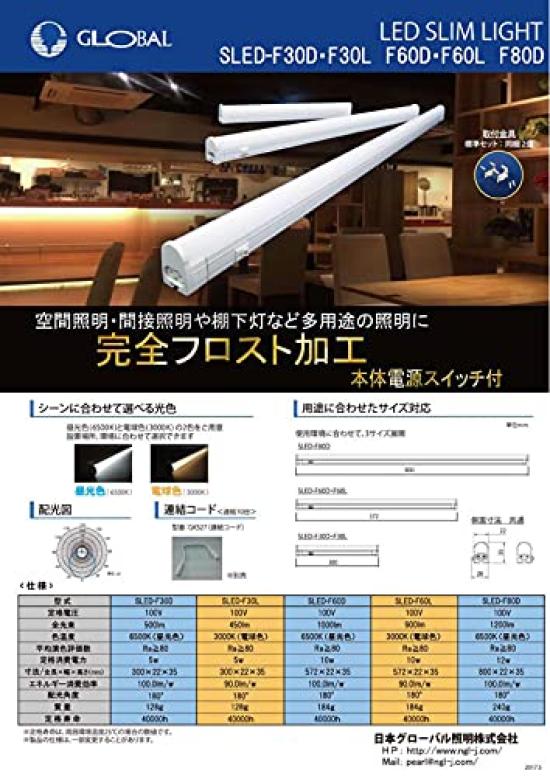 Япония Global Lighting LED тонкий светильник 10 Вт дневной свет SLED-F60D