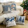 Blue Christmas Cushion Pillowcase Printed Polyester 45X45Cm Throw Pillowcover Decorative Sofa Cushion Pillowslip Home Decor