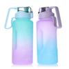 2L Large Capacity Water Bottle Straw Cup Gradient Color Plastic Water Cups With Time Marker Outdoor Fitness Sports Bottle