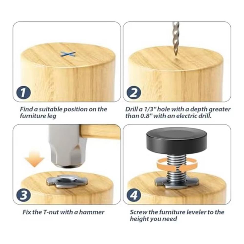 8PCS Adjustable Furniture Leveling Feet Furniture Levelers Leg Levelers Gifts Glide Leveler