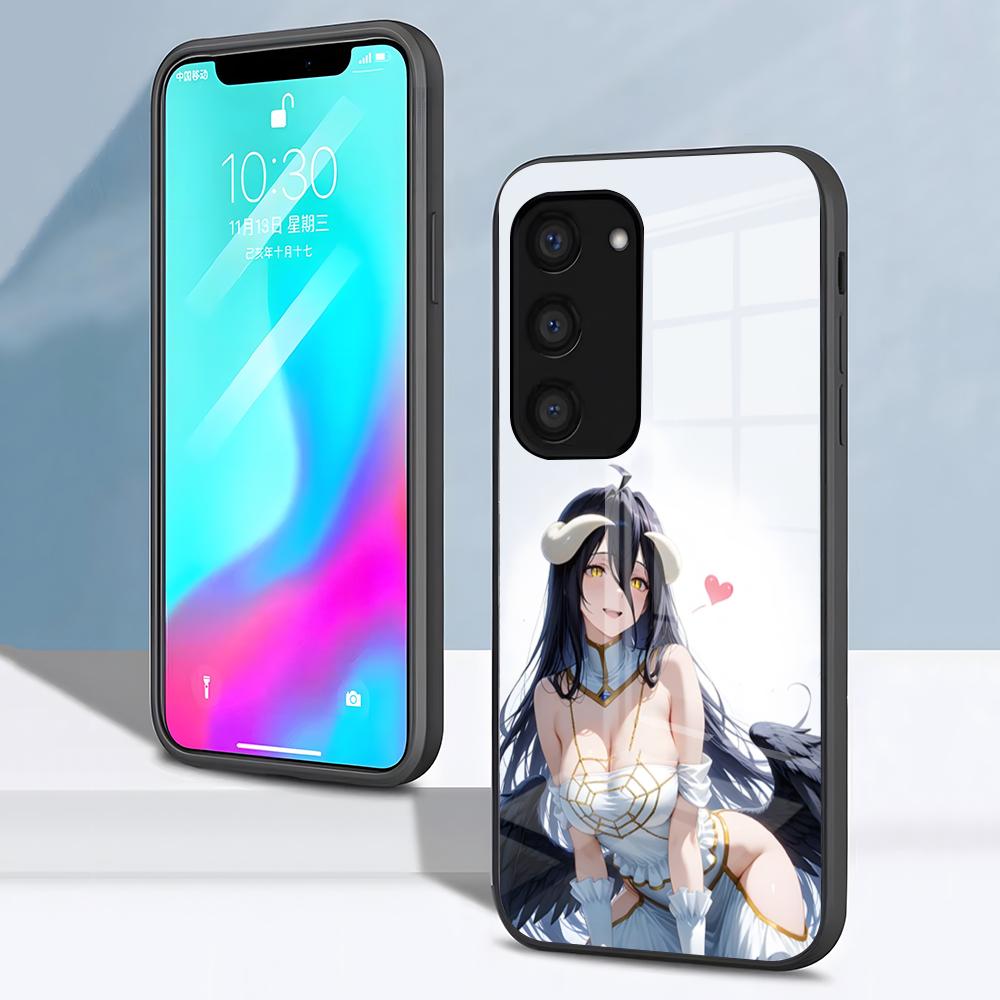 Чехол для телефона Albedo Overlord для Samsung S26 S25 S24 FE S23 S22 S21 Plus S20 Ultra Note20Ultra Черная стеклянная крышка