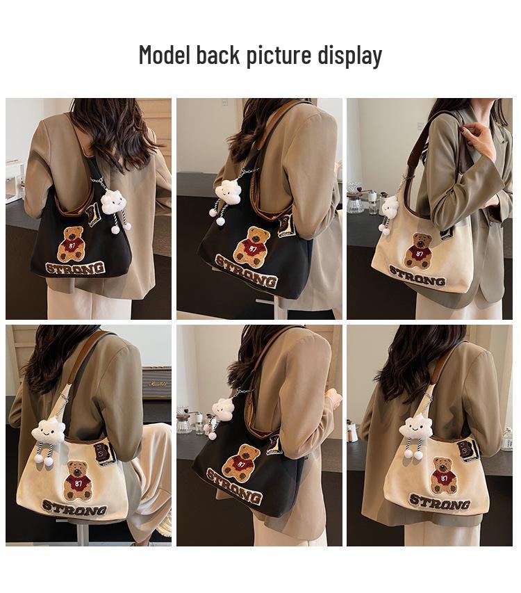 2025 Women's Casual Autumn/Winter Teddy Bear Tote – Large Capacity Shoulder Bag for Work and Class