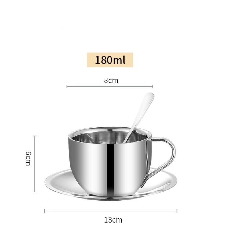 Набор чашек для кофе и чая из нержавеющей стали 304 с двойными стенками и ложкой