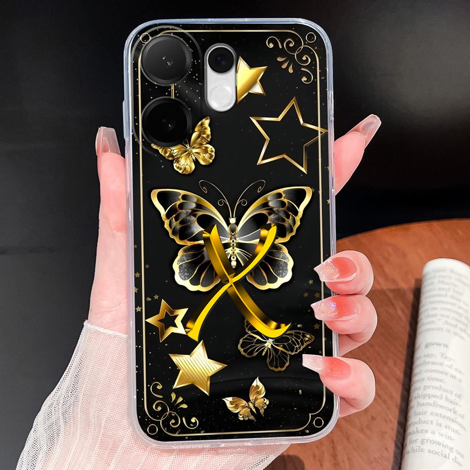 Чехол для Vivo V60 Lite Стильные буквы Прозрачные Ультратонкие Чехлы для Телефона Для Vivo V 60 Мягкий ТПУ Силикон Защита от Падения Парные Задние Крышки