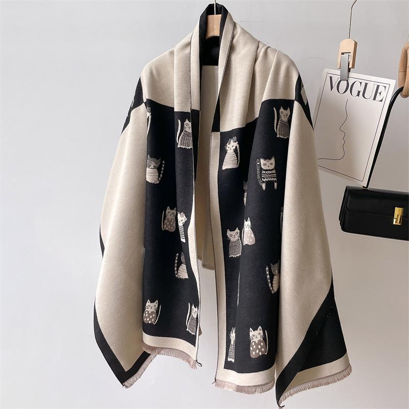 Luxury Winter Cashmere Scarf Women Design Warm Pashmina Blanket Poncho Scarves Female Shawl Wraps Thick Foulard Bufanda