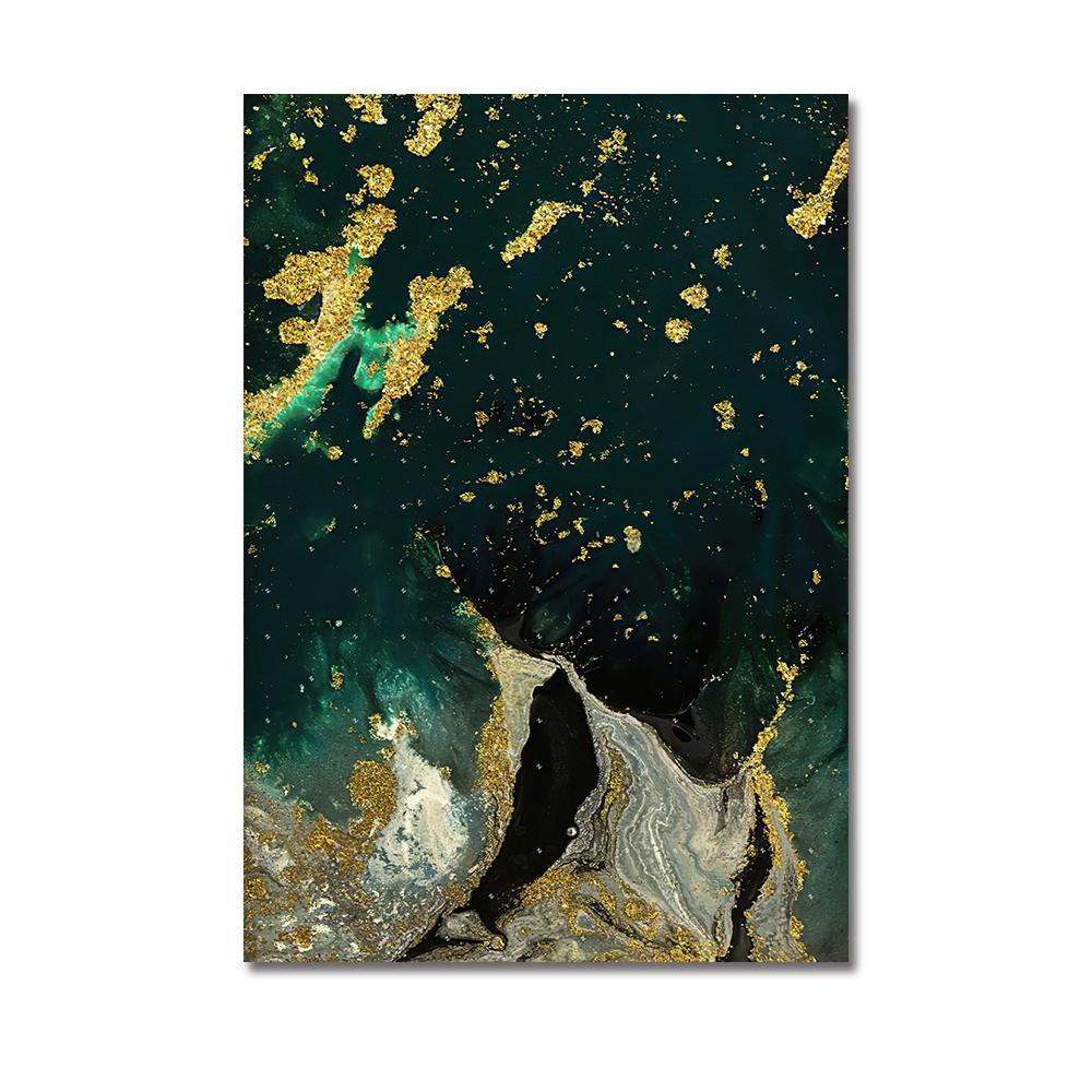 Скандинавская абстрактная зеленая мраморная текстура, настенная живопись на холсте, современная золотая фольга, постер с принтом, картина для украшения гостиной