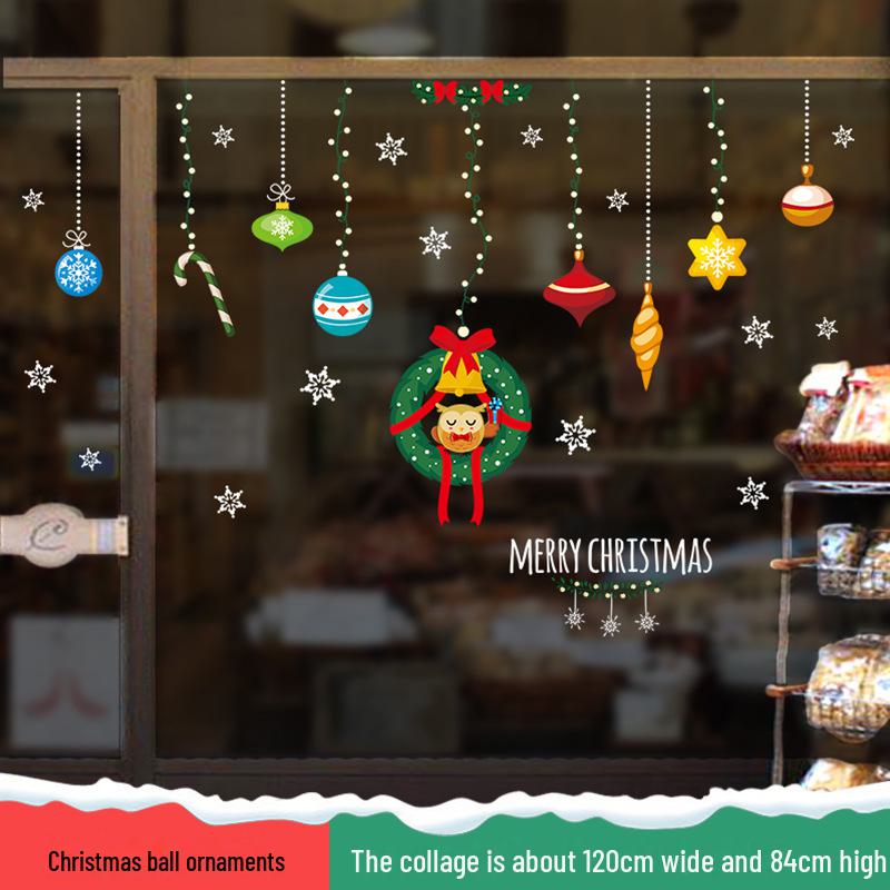 Рождественские настенные наклейки Санта-Клауса для витрин магазинов и торговых центров 2025 года — праздничное украшение для стеклянных окон.