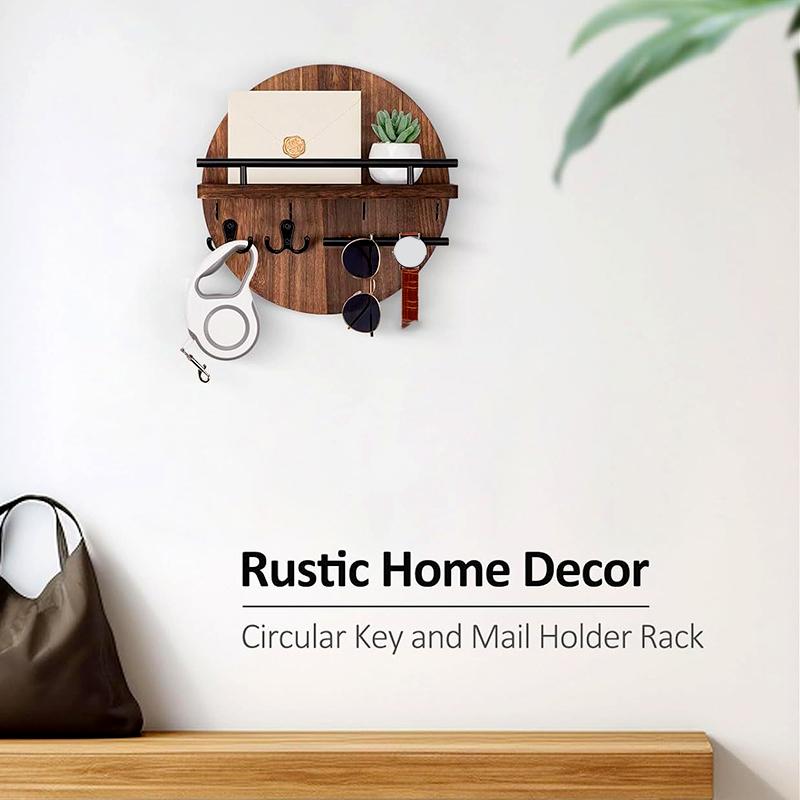 1 шт. деревянные крючки в стиле ретро, круглая стойка для хранения вещей, практичная настенная карбонизированная цветная подставка для ключей, украшение для входа, хранение