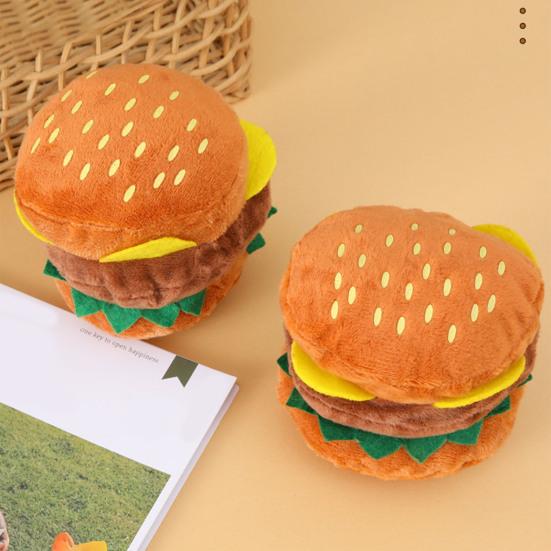 Интерактивная плюшевая игрушка для собаки, имитирующая гамбургер, со встроенным звуком, для чистки зубов, для снятия скуки, милые игрушки для собак