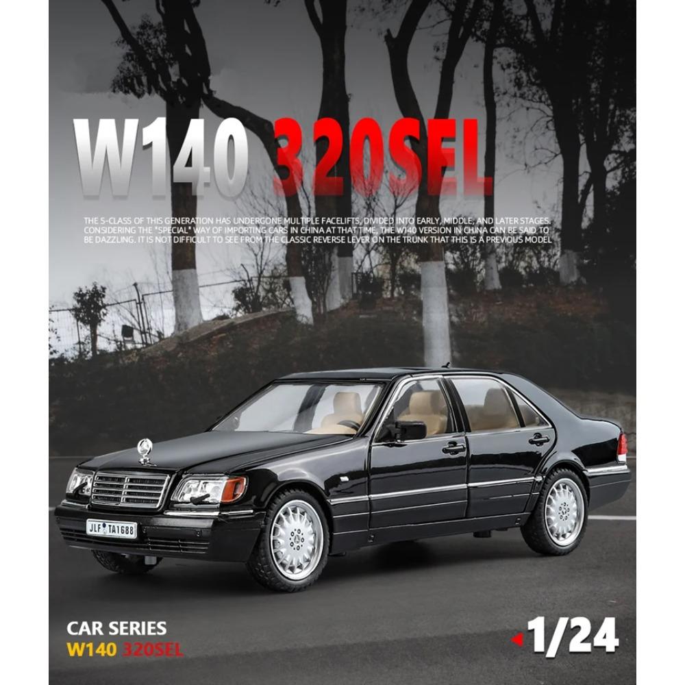 1/24 Benz W140 320SEL Alloy Vintage Car Diecast Metal Classic Car Toy Model Sound Light Pull Back Collectibles Children Birthday Gift