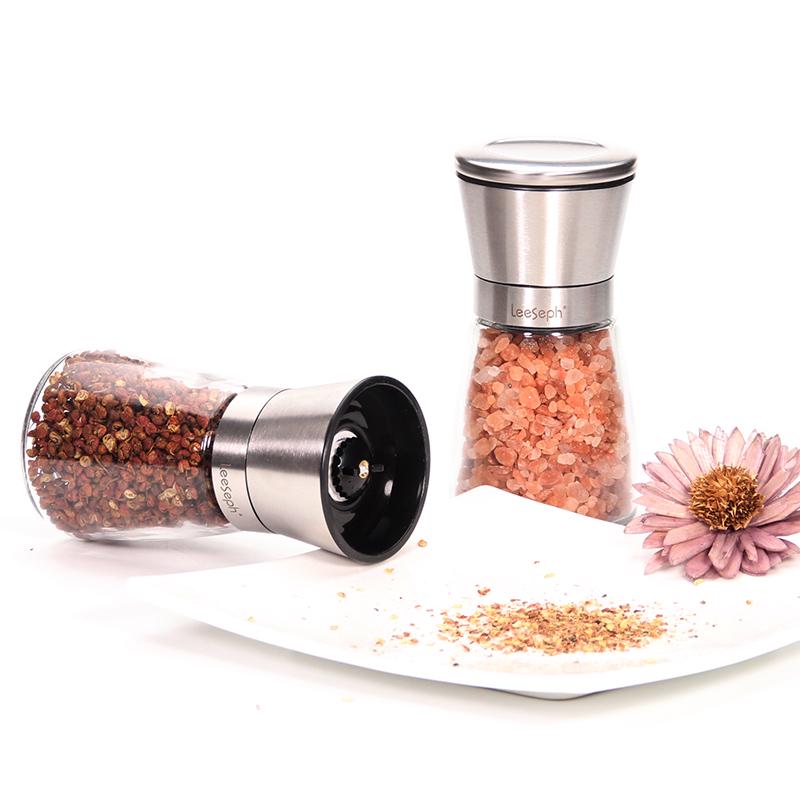 Набор из 2 мельниц для перца и соли из нержавеющей стали с регулируемым керамическим ротором