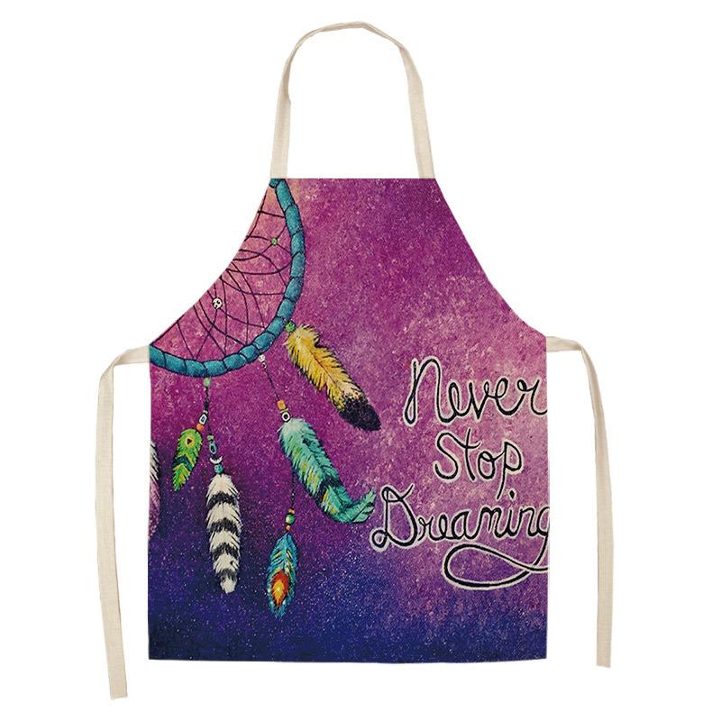 Фартук с принтом «Ловец снов» из перьев, званый ужин, барбекю, нагрудник для приготовления пищи, льняной фартук, фартук для уборки дома, против пятен и масла