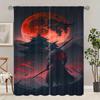 2pcs- Red Night Warrior Polyester Curtains, Pole Bag Curtains 42*84, Bedroom, Living Room, Home Room Decoration