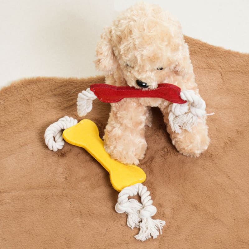 [Pet] Нетканая игрушка-веревка из кости, красная