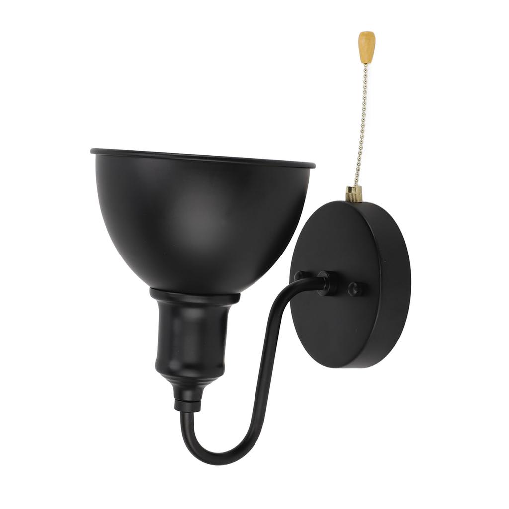 Vintage Wall Lamp Black Pull Chain E26 Hardwired Iron Classic Industrial Wall Sconce for Home
