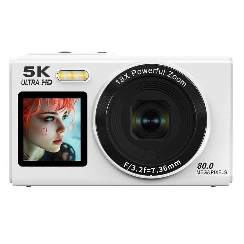 Ultra HD Dual Screen WiFi Camera: 4K/5K Selfie, Portable Student-Friendly