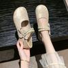 Small Fragrant Style Mary Jane Shoes Women's 2025 Spring and Autumn New French Retro Pearl Word with Ballet Flats