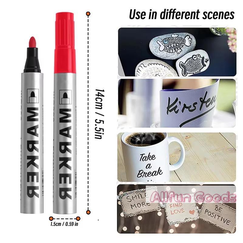 5pcs Permanent Paint Marker Pen 2mm Waterproof Black Pen For Tyre Oily Markers Quick Drying Signature Pen Stationery Supplies