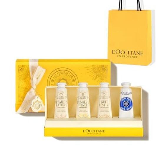 LOCCITANE Набор мини-кремов для рук ПОДАРОК ВАМ 4 шт. Подарок на День Рождения Женщинам Мужчинам Популярный Праздничный Кофре Сумка-шоппер