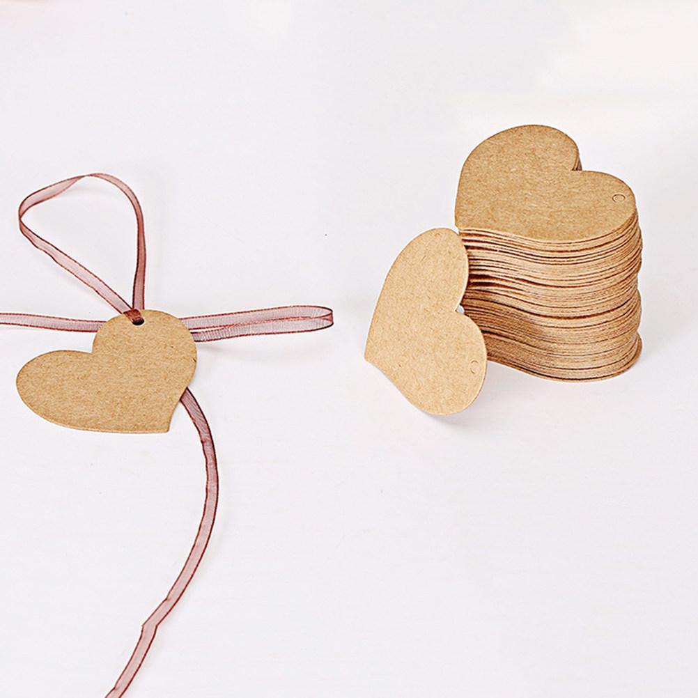 50 шт. Натуральные крафт-бирки в форме сердца 4,5x4 см DIY Бирки для подарков для Свадебной Упаковки Поделок Выпечки Банки для Конфет Бутылки