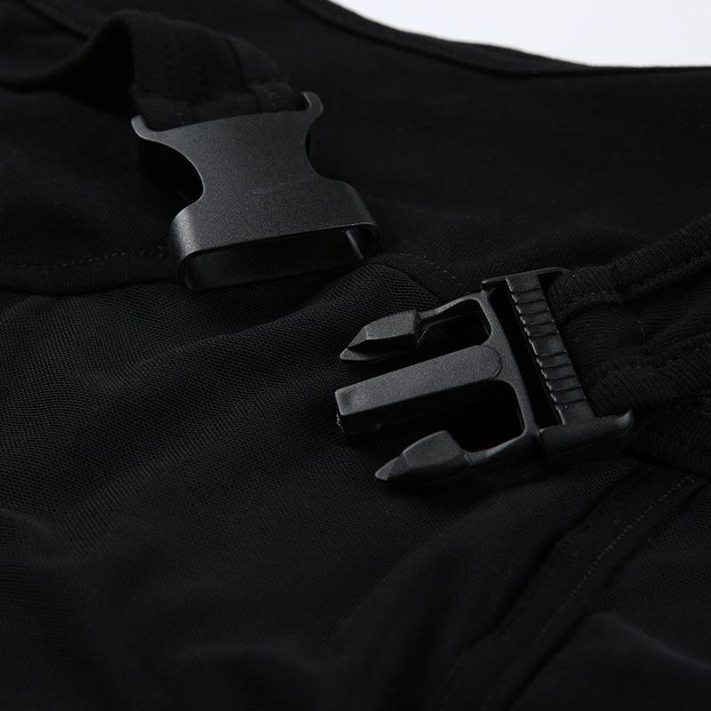 Женский сексуальный комбинезон из двух частей Pure Desire Wind Mesh Splicing Booklet Buckle Slim с длинным рукавом