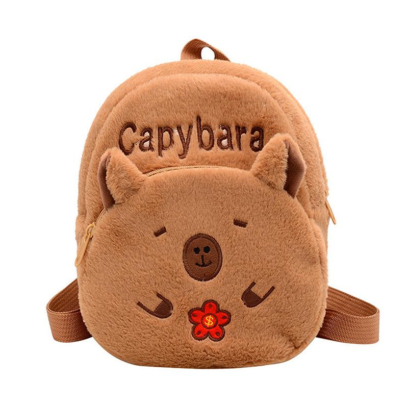Плюшевый рюкзак в виде капибары, портативный, мультяшные животные, милый рюкзак капибара, плюшевая женская сумка, подарок для девочек, детей