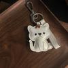 Cute Little White Cat Bag Pendant, Women's High-end Exquisite Jewelry Gift Keychain, Genuine Leather Handmade Jewelry for Friend