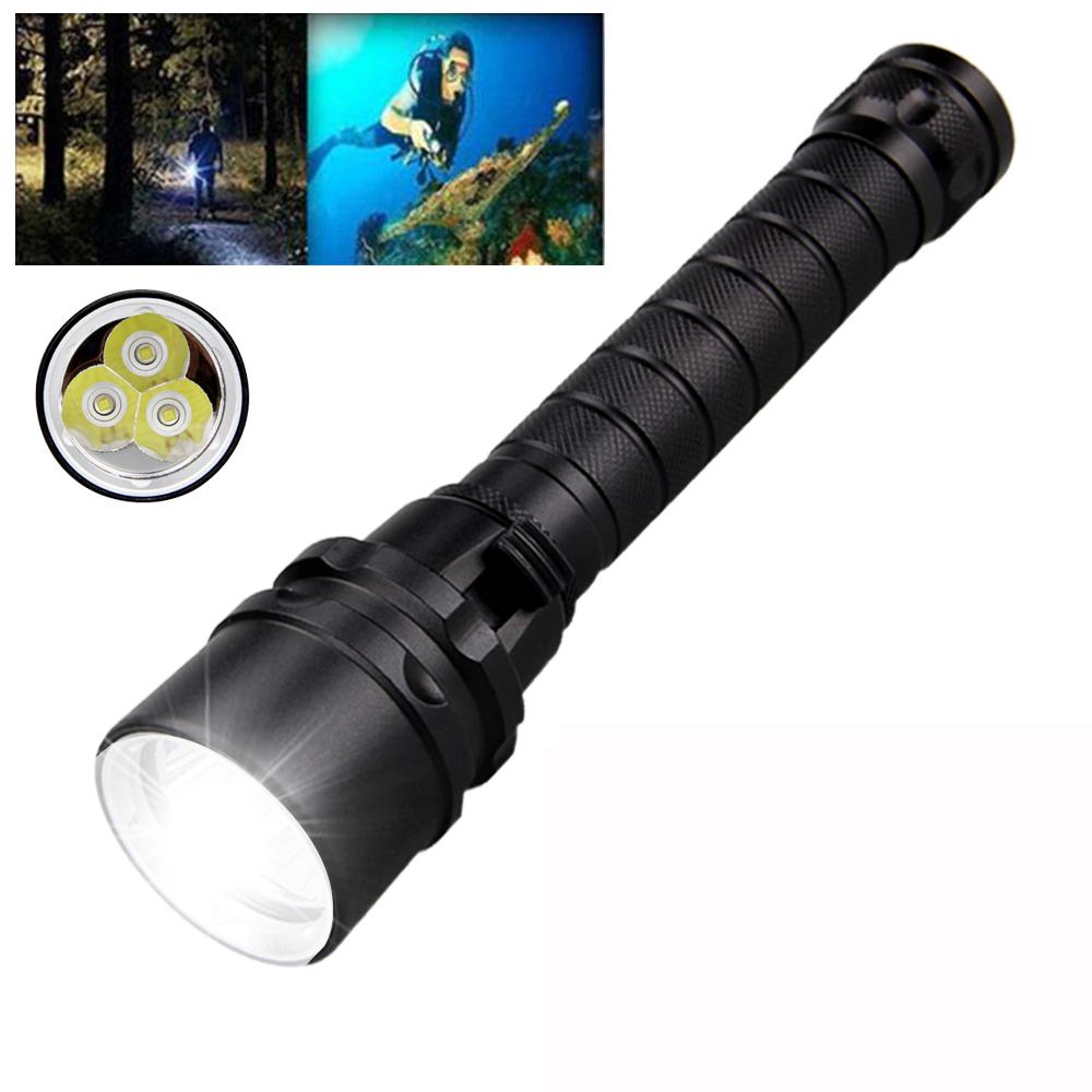 Powerful LED Diving Flashlight UV/White Light Waterproof Underwater 100 Meter Torch Flashlight Powered by 18650 Battery