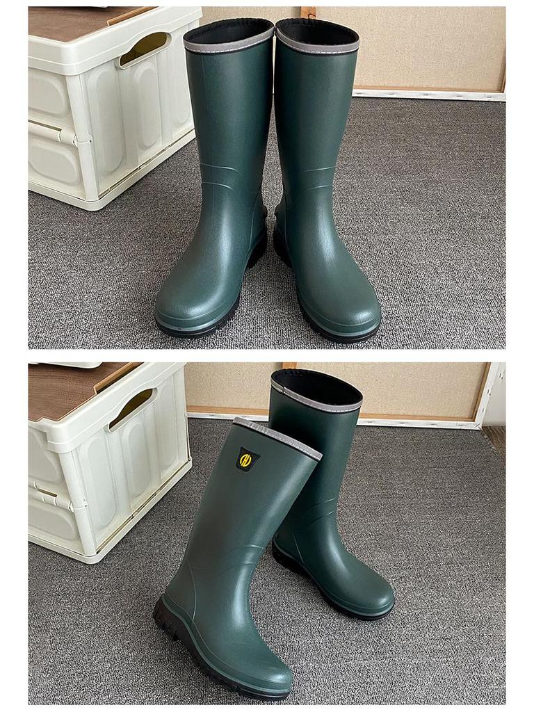 Men's Four Seasons Waterproof Anti-Skid High-Top Rubber Boots for Rain, Car Washing, and Fishing.