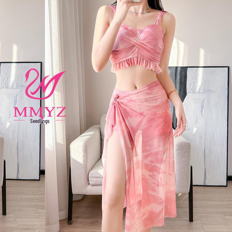 2025 Женский утягивающий комплект бикини из трех частей: Пляжный отдых и купальник, готовый к горячим источникам, консервативный, закрывающий живот.