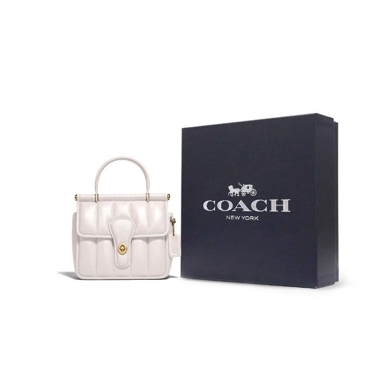 Coach Willis 18 Quilted Top Handle With Removable Shoulder Strap Leather Crossbody Bag Small Women Handbags Pink White C3844-B4HA
