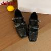 Fashion Footwear Buckle Strap Women Mary Janes Flats Shoes Soft Female Butterfly-Knot Fashion Shallow Ladies Flats With Shoes