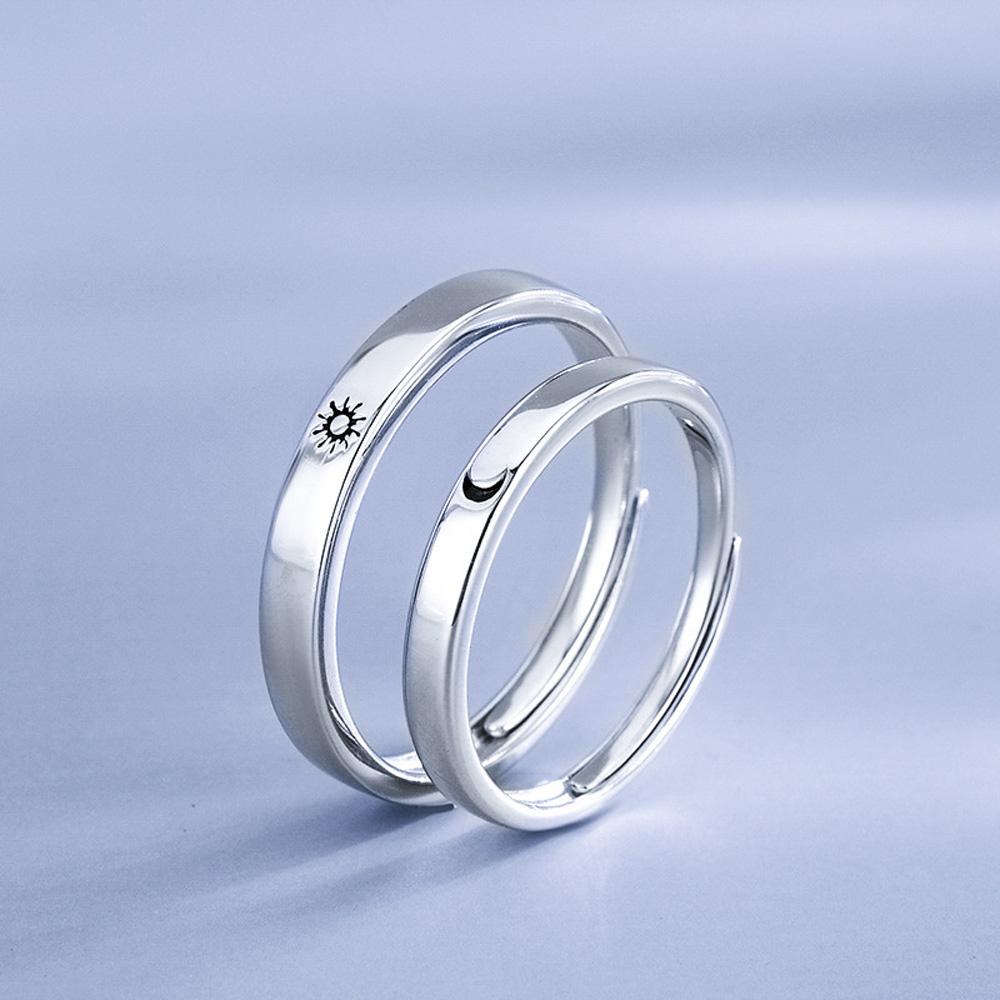Adjustable Wedding Party Women Men Finger Rings Set Engagement Ring Couple Jewelry Sun Moon Ring